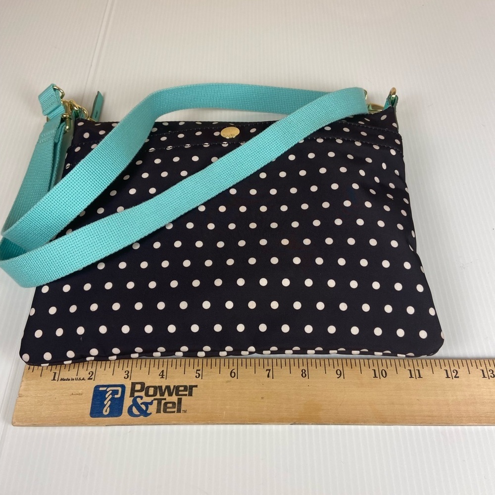 Fossil Black Polka Dot Coated Crossbody Aqua Strap Water Resistant - Picture 2 of 16